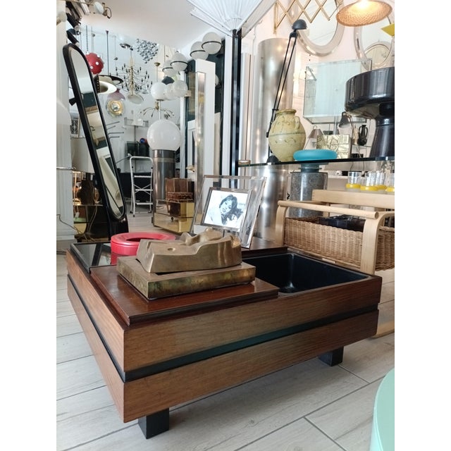 A modular side table in rosewood, metal and glass, designed by Carlo Hauner and produced by Forma in Italy in the 1960s....