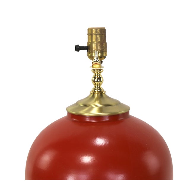 Chinese Red-Glazed Ceramic Table Lamps - Pair For Sale In New York - Image 6 of 9
