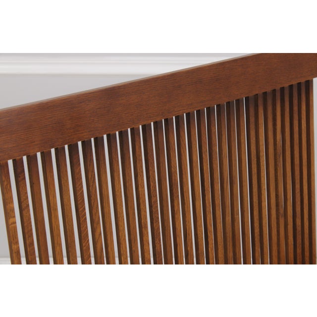 Wood Stickley Mission Oak Leather Spindle Settee For Sale - Image 7 of 18