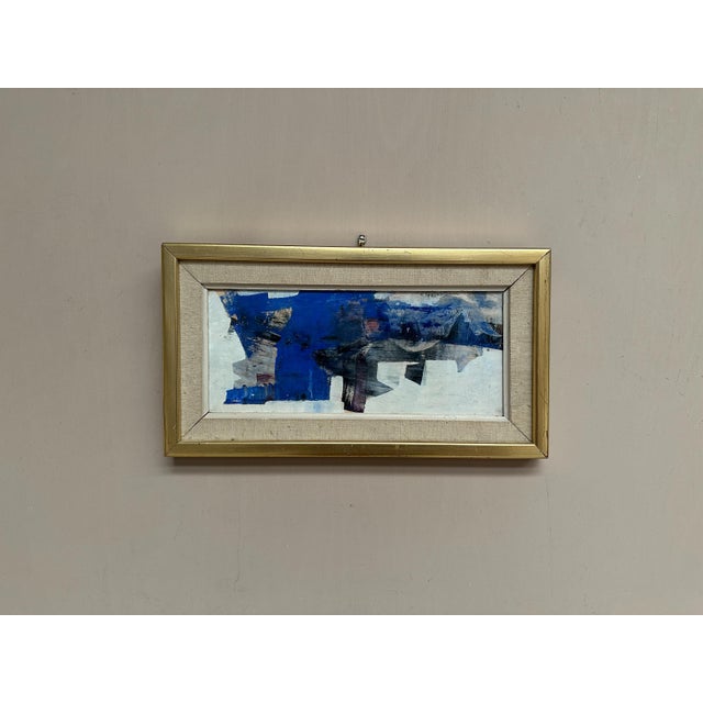 Original Oil on Panel – “Blue Composition” by Gunnar Nordström – Signed – Vintage & Framed – 24.5 × 18.5 cm (9.6" × 7.3")...