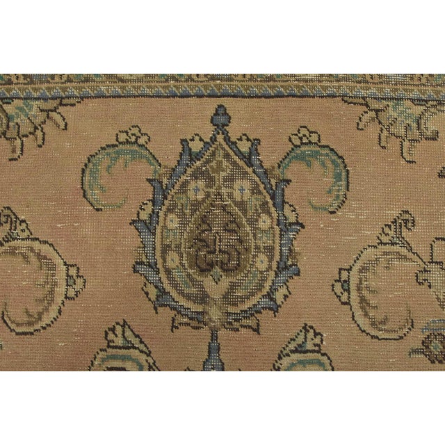 Tabriz Rug 9’3” X 9’2” Pink Wool Vintage Distressed Hand-Knotted Carpet For Sale - Image 9 of 15
