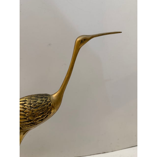 Late 20th Century Vintage Korean Brass Crane Sculptures, Pair For Sale - Image 5 of 12