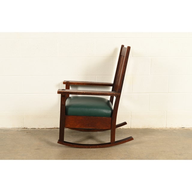 Gustav Stickley Antique Mission Oak Arts & Crafts Rocking Chair | Circa 1910 For Sale - Image 10 of 13