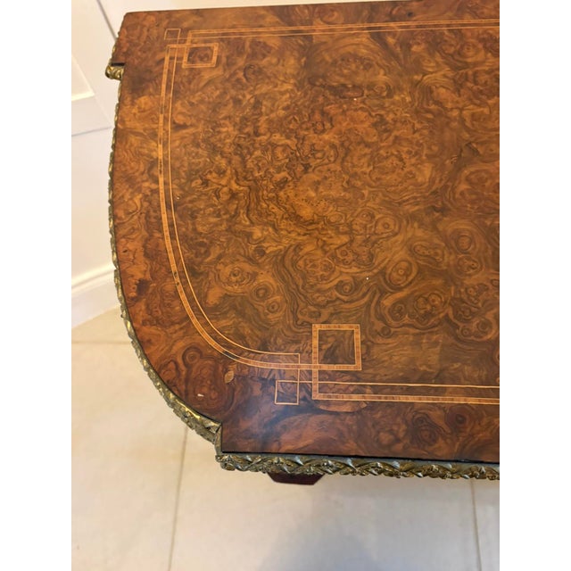 Antique Victorian Burr Walnut Card Console Table with Ormolu Mounts and Inlay, 1850 For Sale - Image 13 of 17