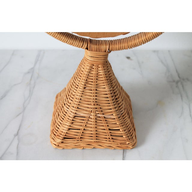 Mid 20th Century Vintage Wicker Rattan Oval Vanity Mirror For Sale - Image 5 of 9