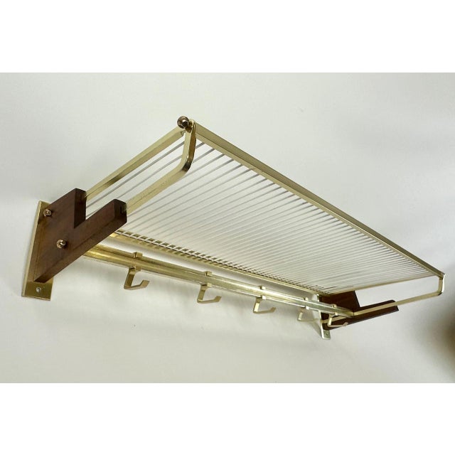 Mid-Century Teak and Brass Plated Coat Rack, 1960s For Sale - Image 15 of 17