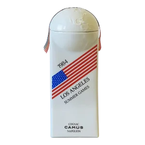 Los Angeles Summer Games World Globe French Bottle Barware Limited Edition, 1984