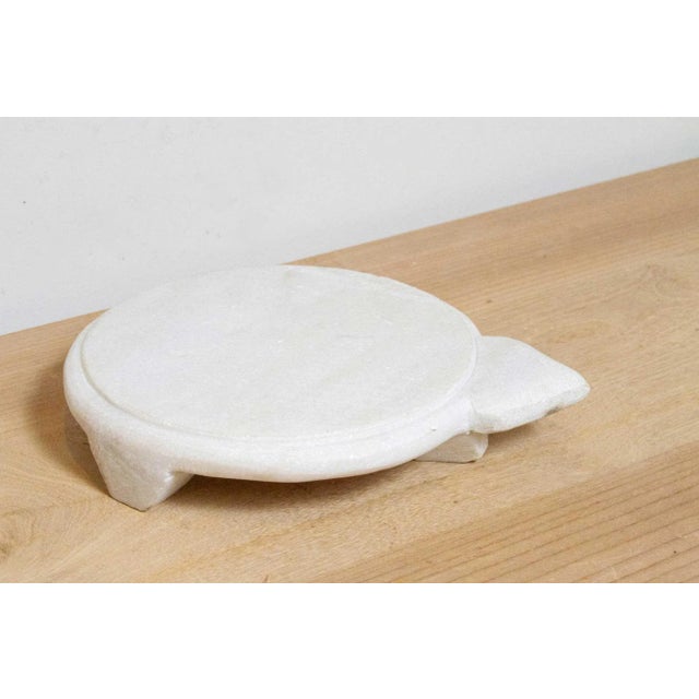 1990s Carved Marble Candle Holder Plate For Sale - Image 5 of 6