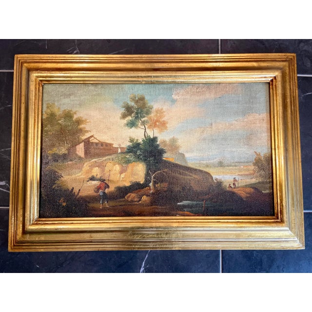 Venetian Landscape Oil Painting With Gilt Wood Frame- Made in Italy For Sale - Image 13 of 13