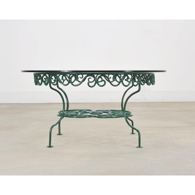 Traditional o.w. Lee American Regency Style Wrought Iron and Glass Scrolled Garden Table For Sale - Image 3 of 18