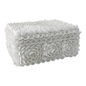 Stunning White Natural Shell Encrusted Papier Mache Box
