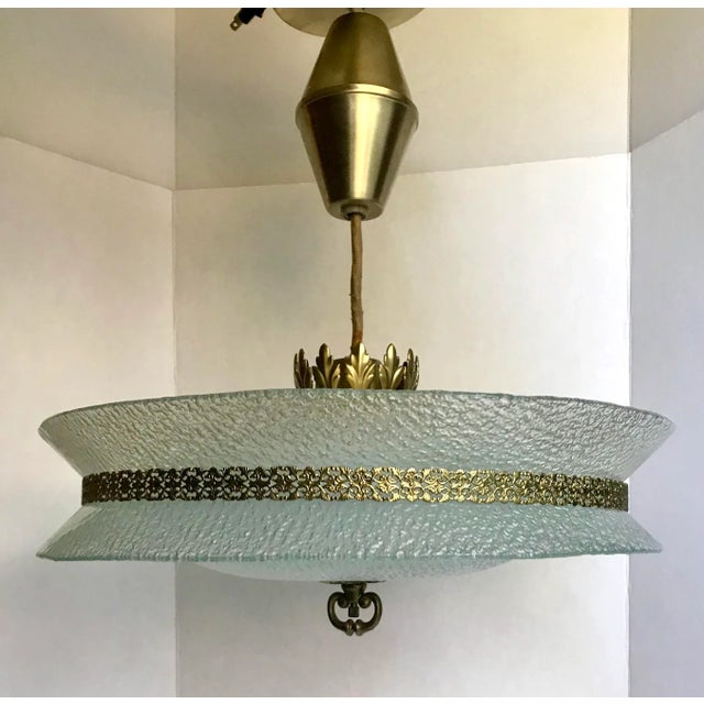 Transparent 1950s Rippled Glass and Brass Chandelier Attributed to Carl Fagerlund For Sale - Image 8 of 10