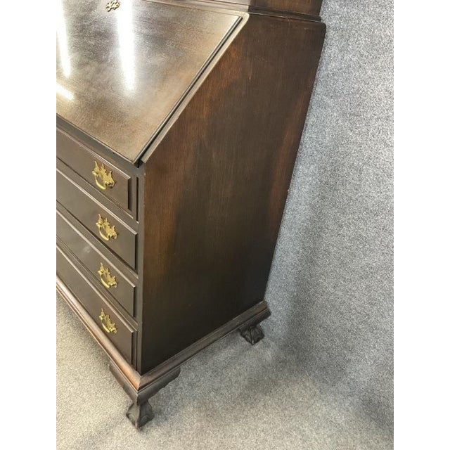 Antique Solid Mahogany Secretary Desk, Colonial MFG Co, Chippendale Revival Writing Cabinet (Circa 1920s-1930s) For Sale - Image 10 of 13