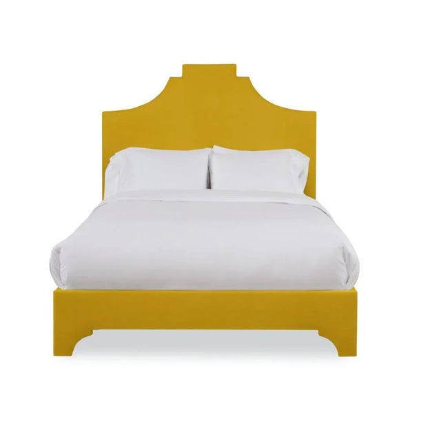 Casa Cosima Nadine Queen Bedframe, Golden Velvet For Sale - Image 4 of 4