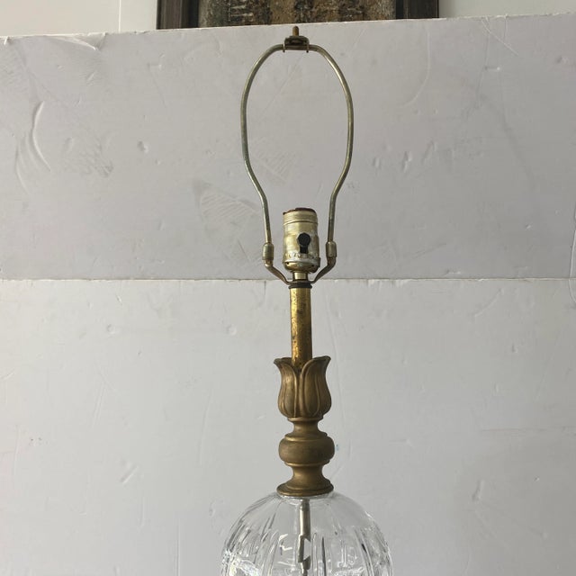 1980s Brass and Crystal Lamp by Safran and Glucksman For Sale - Image 10 of 11