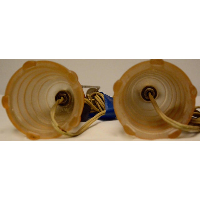 Metal Art Deco Vanity Lamps Set of Two - a Pair For Sale - Image 7 of 8