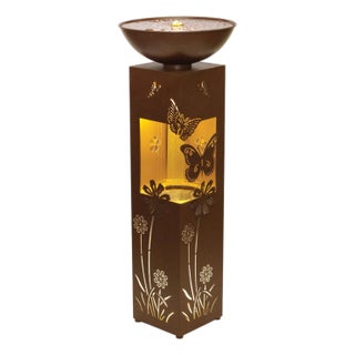 Floral and Butterfly Illuminated Fountain 36"H For Sale