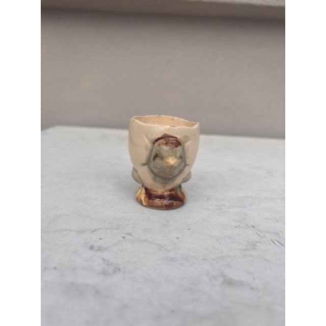 French Majolica Chick Egg Cup Circa 1890.