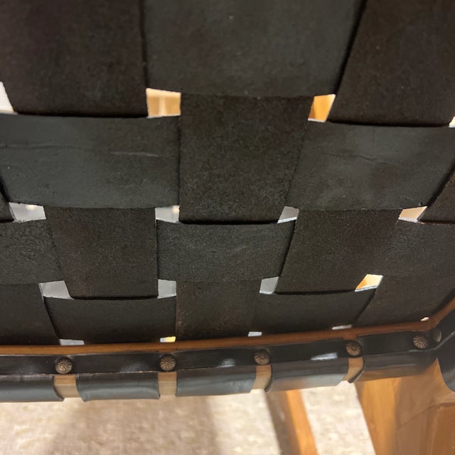 Black Leather & Teak Rocking Chair Chairish