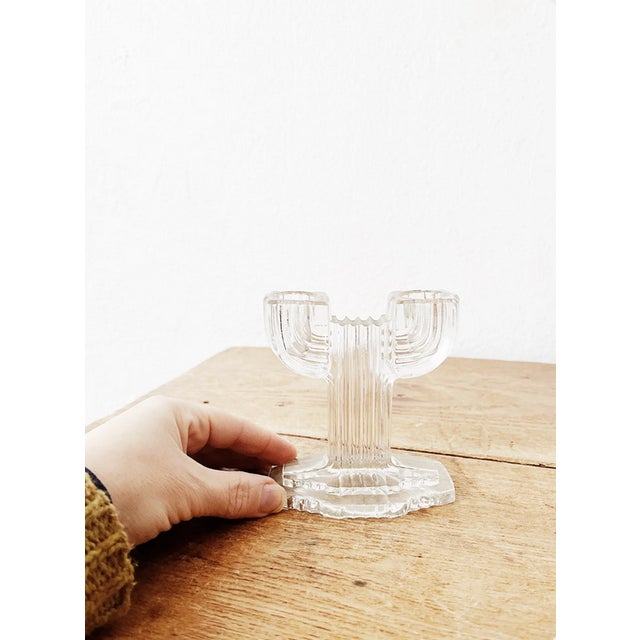 Art Deco Anchor Hocking - Vintage Saguaro Cactus Glass Candle Holder For Sale - Image 3 of 4