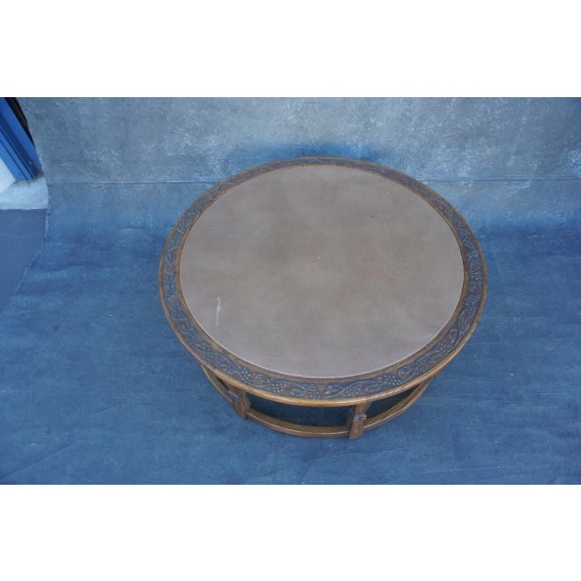 Romweber Early 20th Century Attributed to Romweber Cali-Revival Leather Top Coffee Table For Sale - Image 4 of 9