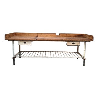 Industrial Baker's Worktable in Beech For Sale