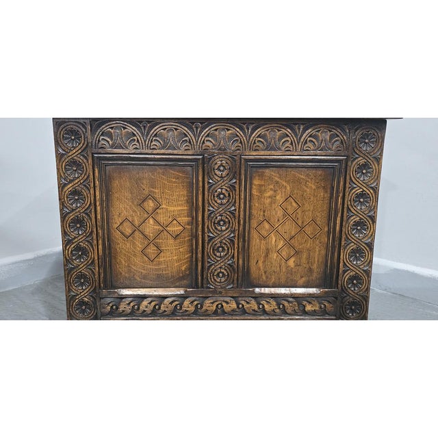 Small Oak Inlaid Coffer, 1920 For Sale - Image 11 of 12
