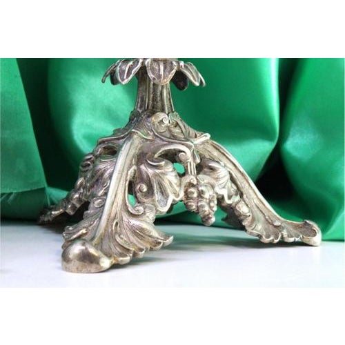 Metal Silver Candlesticks with Turned Stems, Set of 2 For Sale - Image 7 of 9