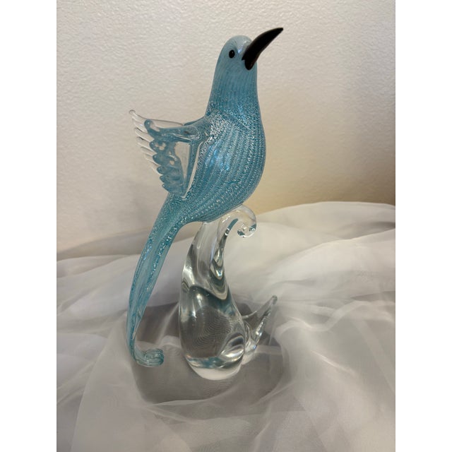 Vintage Murano Fancy Blue Jay Hand Blown Glass Sculpture For Sale In Boise - Image 6 of 6