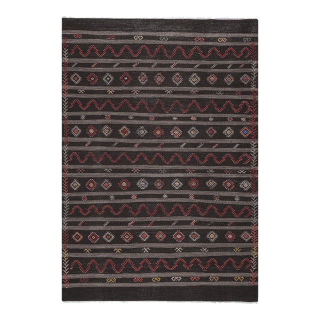 Vintage Goat Hair Turkish Flat Weave Kilim 7'5'' X 10'8'' For Sale