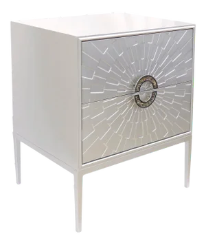 Pasargad Home Luna Nightstand With Silver Metal Frame