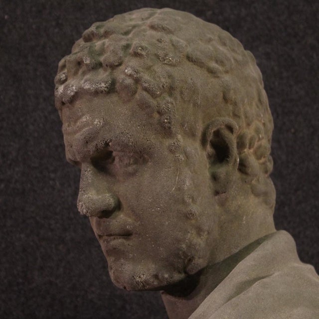 Gray Cement Sculpture Bust of Emperor Caracalla, 1960 For Sale - Image 8 of 12