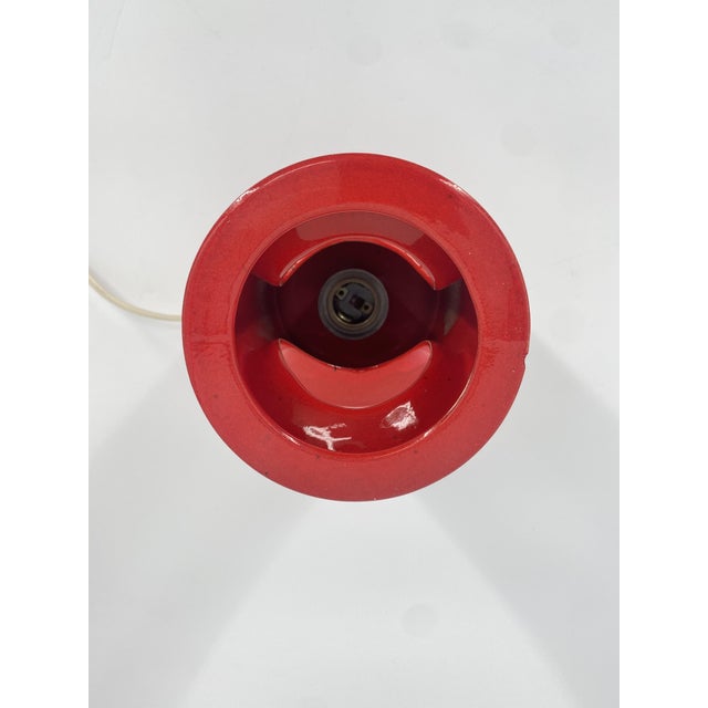 Space Age Table Lamp in Bright Red Glazed Ceramic, 1970s For Sale - Image 16 of 18