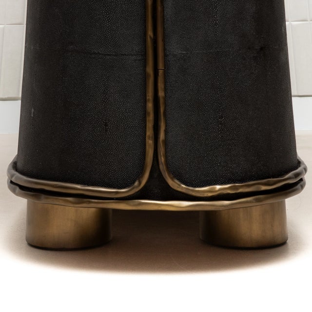 Buffet in Black Shagreen With Bronze Patina Brass Detail by R&y Augousti For Sale - Image 9 of 9