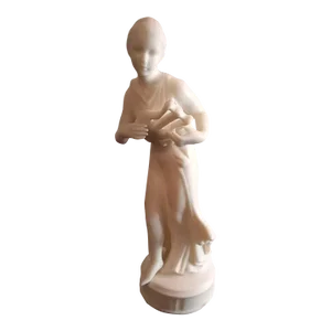 1970s Ardalt Bisque Lady With Harp Figurine