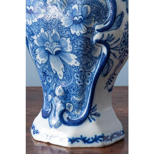 Dutch Blue and White Baluster Vases from Delft, 1700s, Set of 2 For Sale - Image 9 of 14