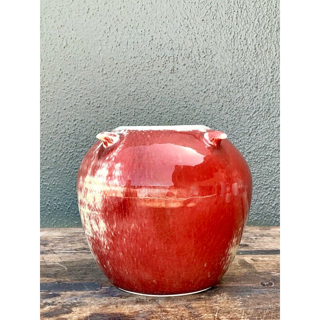 Red Vintage 1981 Original Studio Pottery Vase For Sale - Image 8 of 12