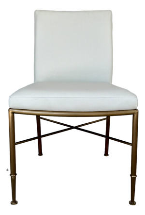 Revelation Modern Chippendale Antique Brass and Leather Side Chair