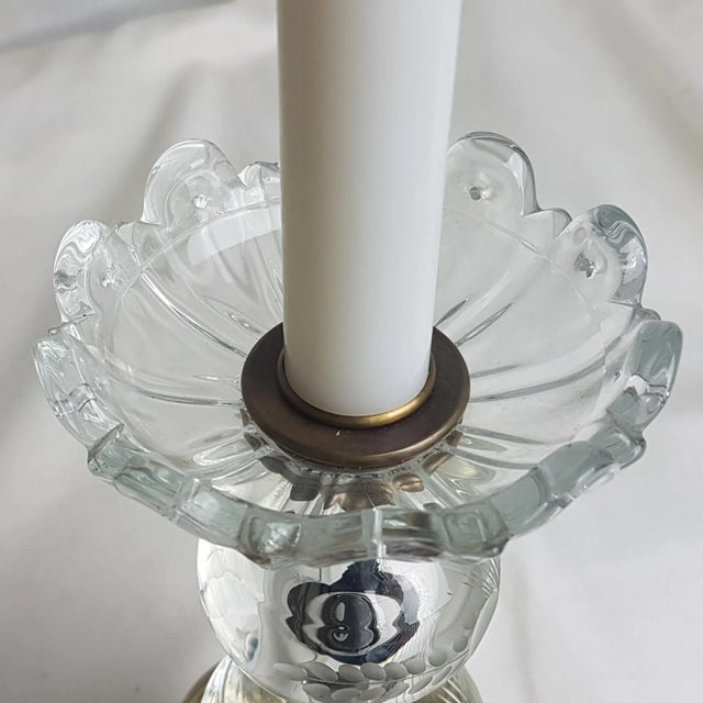 Victorian Early 20th Century Hand Cut Crystal Table Lamp with Shade For Sale - Image 3 of 9