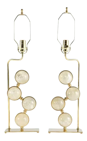 "Balance" Rock Crystal and Brass Table Lamps by Spark Interior - a Pair