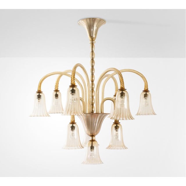 Oval Murano Glass Chandelier by Napoleone Martinuzzi for Venini, 1920s For Sale - Image 9 of 10