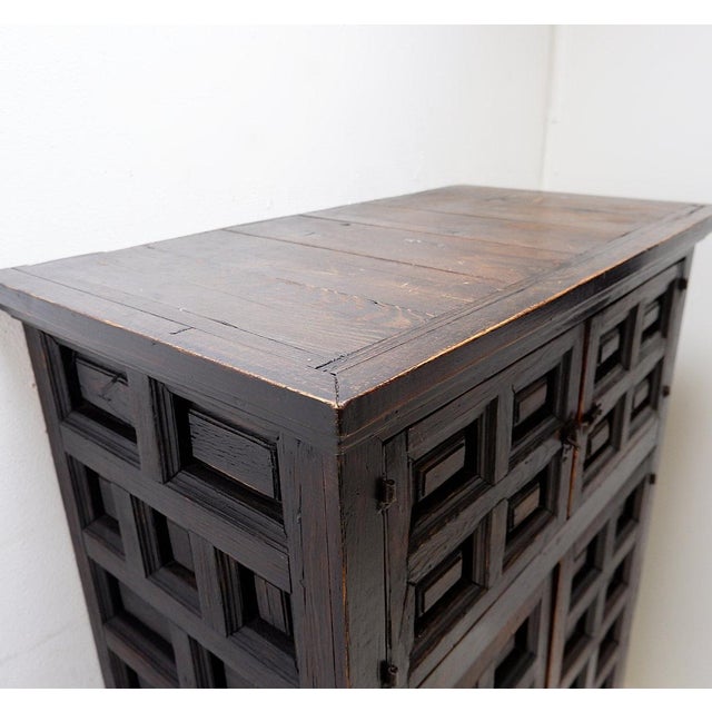 Brutalist Spanish Cabinet in Wood, 1950s For Sale - Image 6 of 16