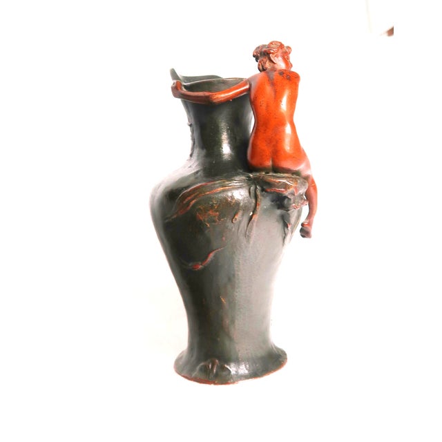 Art Nouveau Early 20th Century Art Nouveau Exquisite Bronze Sculpture of Nude on Ewer For Sale - Image 3 of 18