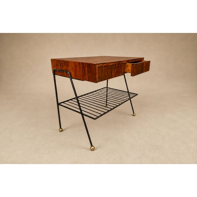 Attributed to Carlo Hauner Rosewood, Glass and Steel Side Table, Brazilian Modern, 1950s For Sale - Image 13 of 18