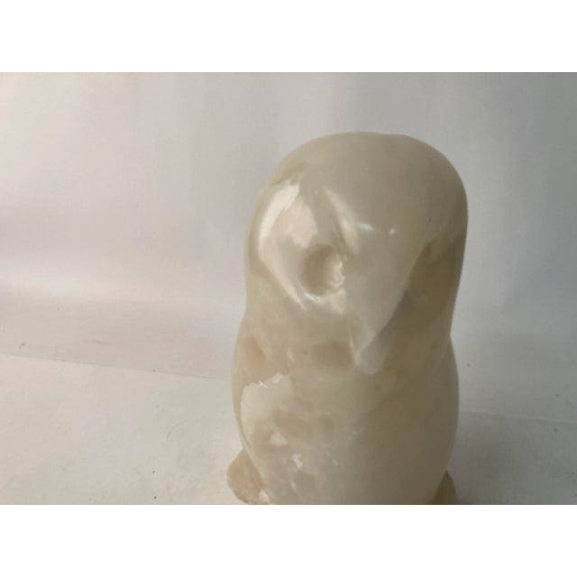 Mid-Century Modern 1970s Vintage Translucent White Alabaster Owl Sculpture For Sale - Image 3 of 10