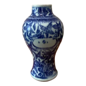 Antique Chinese Blue and White Porcelain Baluster Vase Early 19th Century