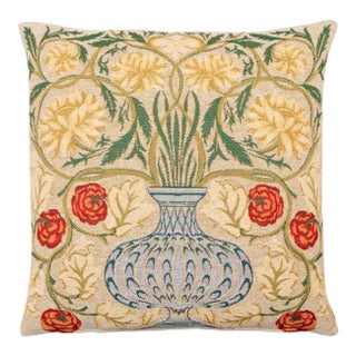 Morris Flowerpot Tapestry Cushion With Feather Filler - 46x46cm (18"x18") For Sale
