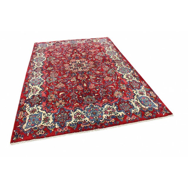 Classic rug Sarough | Size: 328×218 cm | Pattern: Curved ornaments with medallion | Material: Wool with cotton warp thread...