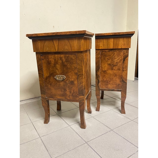 Wood Large Art Deco Italian Bedside Tables, 1930s, Set of 2 For Sale - Image 7 of 18