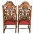 Jacobean Antique Pair of Carved Walnut Jacobean Revival Throne Chairs With Red Leather Seats For Sale - Image 3 of 16